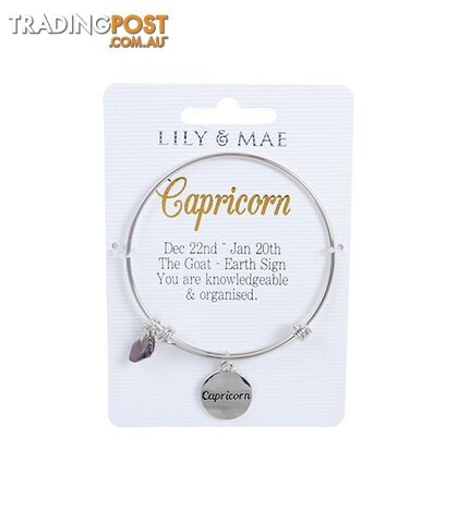 Personalised Bangle with Silver Charm â Capricorn