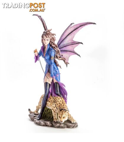 Fantasy Fairy Figurine - Executive Vampire Fairy with Pet Leopard