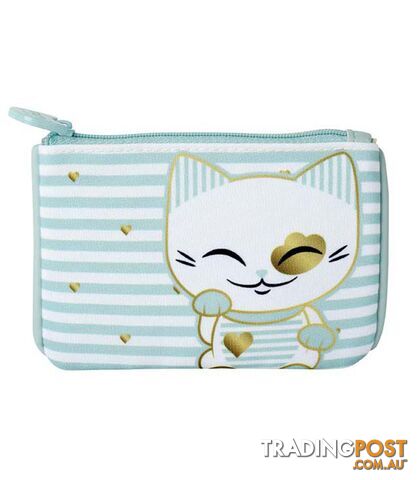 Mani The Lucky Cat â Coin Purse â Light Blue (Cat 028)