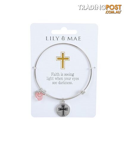 Personalised Bangle with Silver Charm â Cross Motif