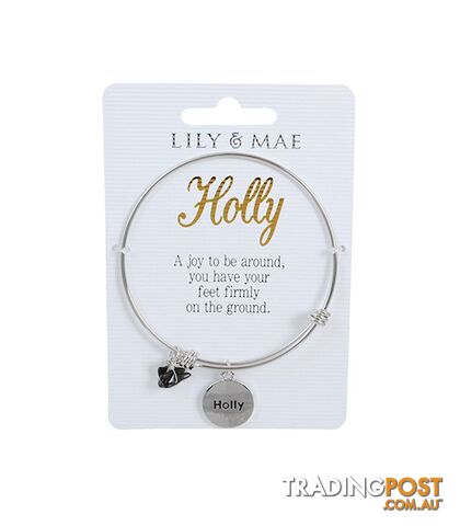Personalised Bangle with Silver Charm â Holly