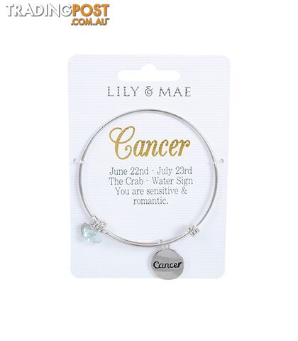 Personalised Bangle with Silver Charm â Cancer
