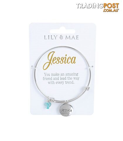 Personalised Bangle with Silver Charm â Jessica