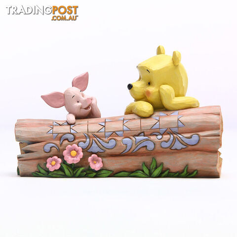 Disney Traditions - 10cm/3.8" Pooh and Piglet on a Log Figurine, Truncated Conversation - Disney Traditions - 0028399219292