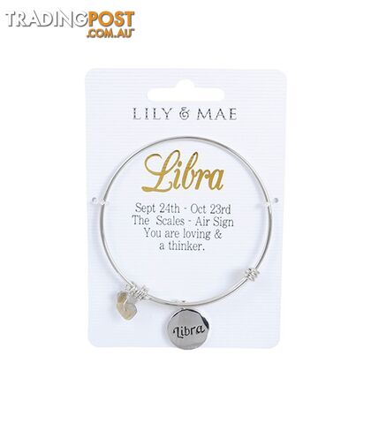 Personalised Bangle with Silver Charm â Libra