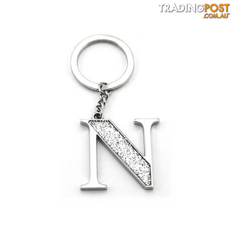 Whitehill Silver Glitter Initial Keyring N - 9315698058860