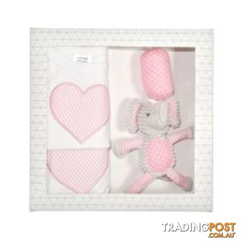 ES Kids - 3Pcs Pink Dots Elephant Baby Gift Set