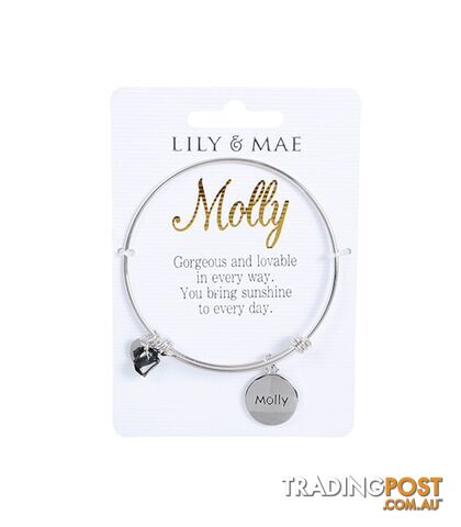 Personalised Bangle with Silver Charm â Molly