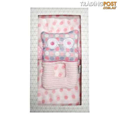 ES Kids - Pink Muslin and Owl Rattle 2 Pcs Gift Set