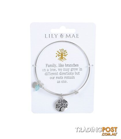 Personalised Bangle with Silver Charm â Tree Motif
