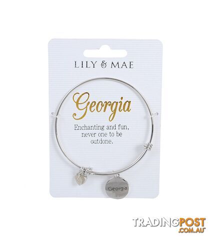 Personalised Bangle with Silver Charm â Georgia