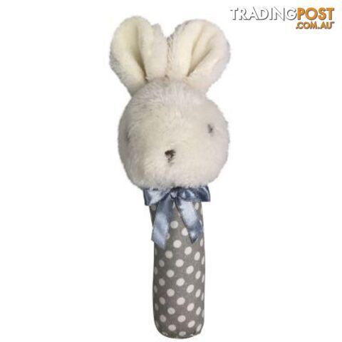 ES Kids - Fluffy Bunny Stick Rattle - Grey