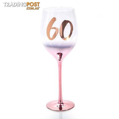 60th Birthday Blush Wine Glass - 9318051128910