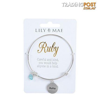 Personalised Bangle with Charm â Ruby