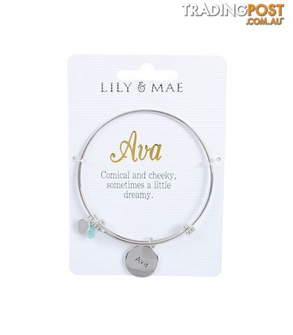 Personalised Bangle with Silver Charm â Ava