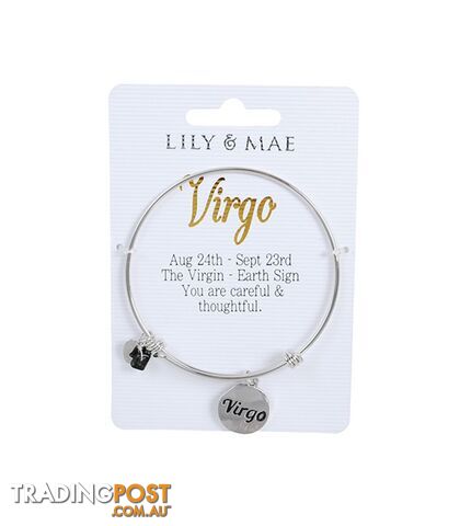 Personalised Bangle with Silver Charm â Virgo