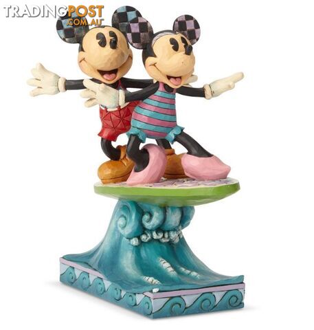 Jim Shore Disney Traditions - Minnie & Mickey on Surfboard - Surf's Up! - Disney Traditions - 0045544973397