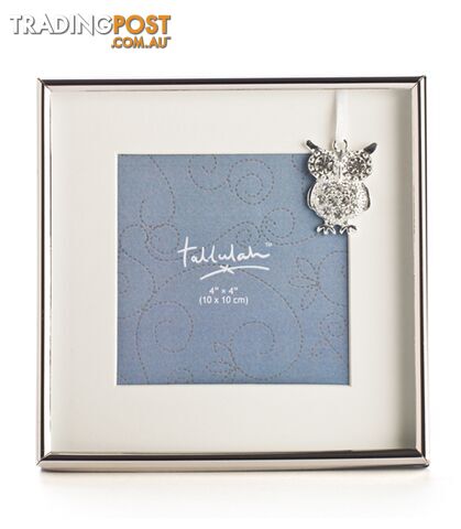 Silver Baby Photo Frame with Diamante Encrusted Owl Charm