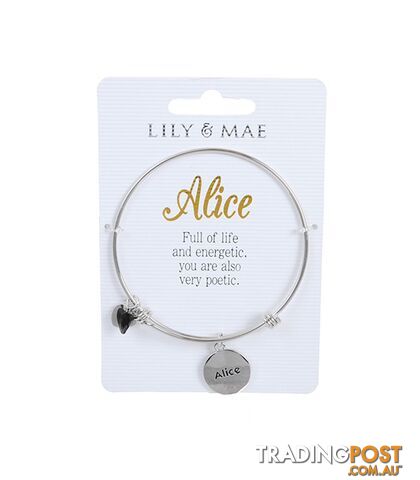 Personalised Bangle with Silver Charm â Alice