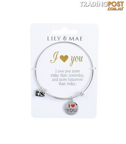 Personalised Bangle with Silver Charm â I Love You