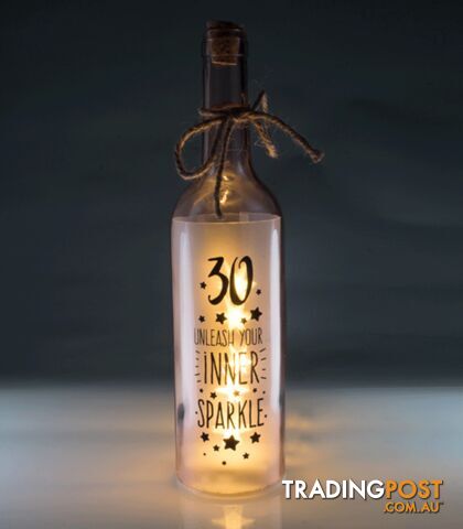 30th Birthday Wishlight Bottle - 30 Unleash Your Inner Sparkle