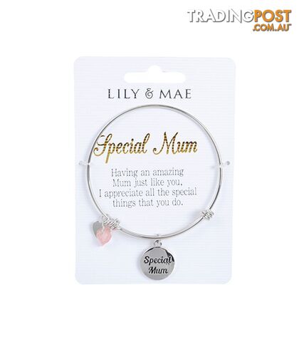 Personalised Bangle with Silver Charm â Special Mum