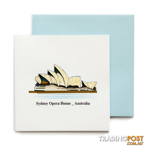 Quilling Handcrafted Card - Sydney Opera House 15 x 15 cm - Quilling Paradise
