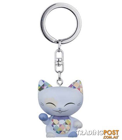 Mani The Lucky Cat Keychain â Light Blue Violet