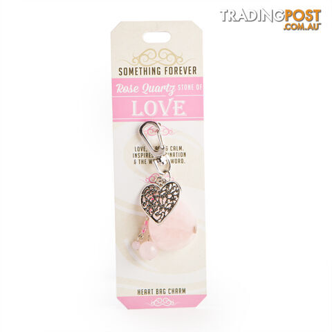 Something Forever â Rose Quartz Heart Bag Charmâ Stone of Love -...