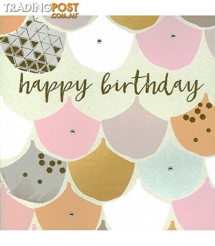 Blush Greeting Card with Gems â Happy Birthday