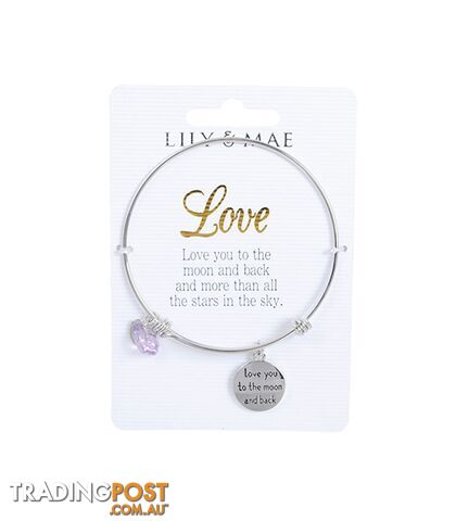 Personalised Bangle with Silver Charm â Love