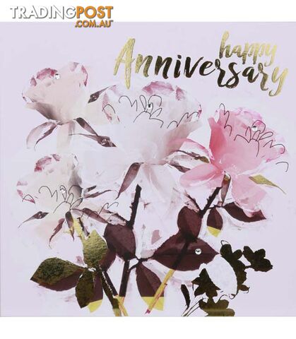 Anniversary Card â Happy Anniversary - Botanicals Greeting Card with Gems