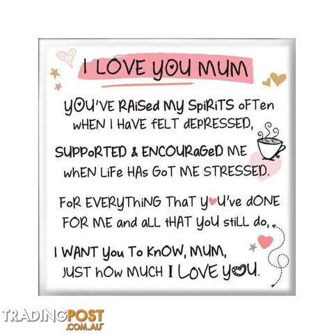 Inspired Words Magnet - I Love You Mum - WPL - 5019278993995