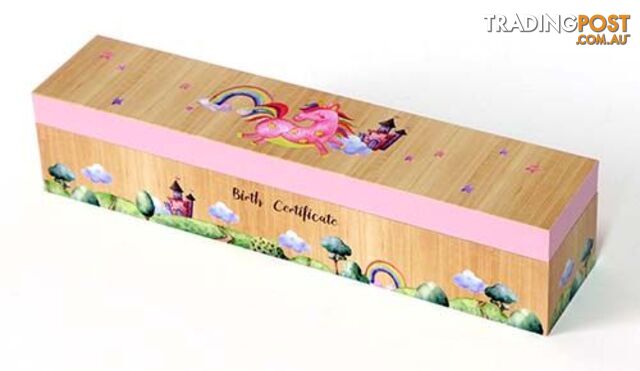Flight Of Fancy Birth Certificate Box - Unicorn