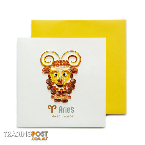 Quilling Handcrafted Card - Aries Zodiac - Quilling Paradise