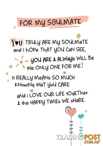 For My Soulmate Inspired Words Greeting Card
