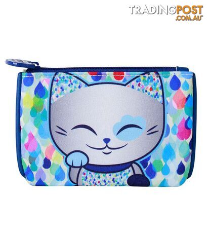 Mani The Lucky Cat â Coin Purse â Sliver and Blue (Cat 025)