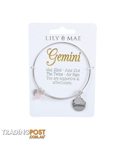 Personalised Bangle with Silver Charm â Gemini