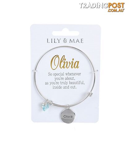 Personalised Bangle with Charm â Olivia
