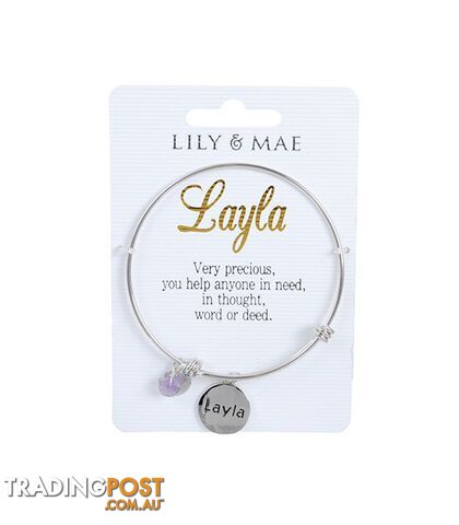 Personalised Bangle with Silver Charm â Layla