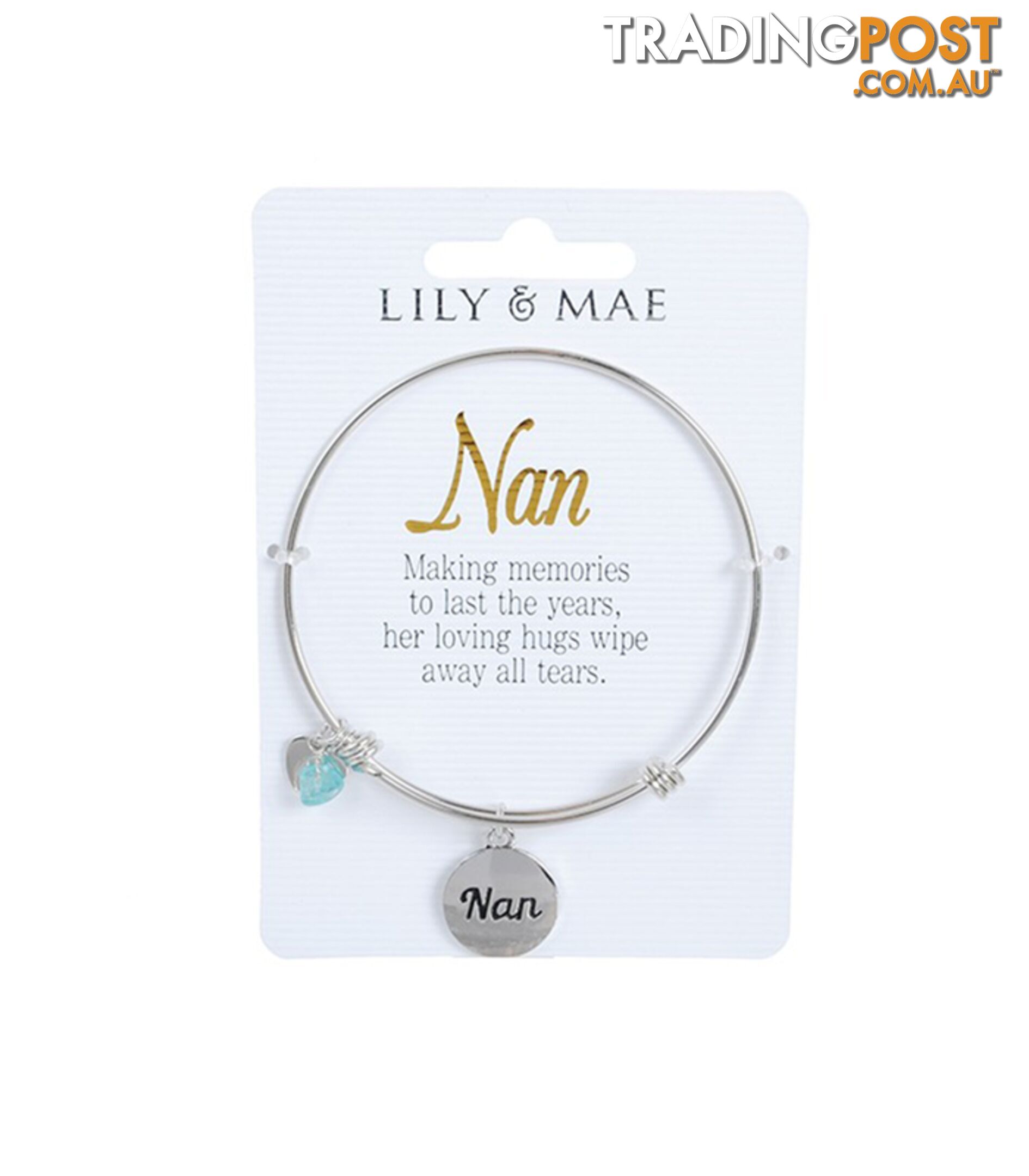 Personalised Bangle with Silver Charm â Nan