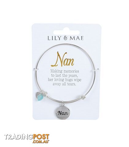 Personalised Bangle with Silver Charm â Nan