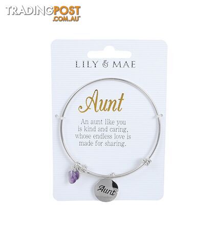 Personalised Bangle with Silver Charm â Aunt