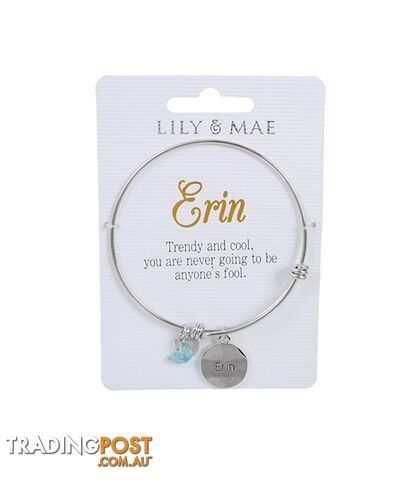 Personalised Bangle with Silver Charm â Erin