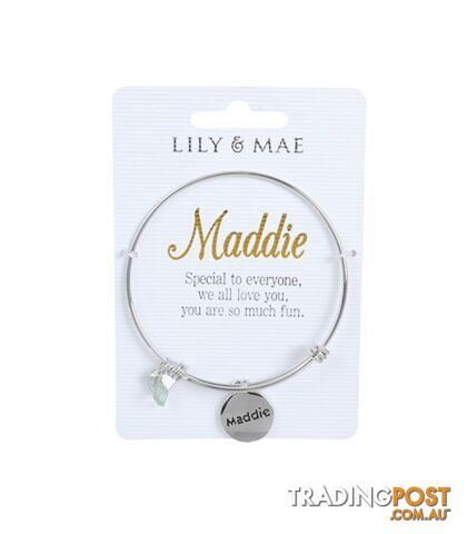 Personalised Bangle with Silver Charm â Maddie