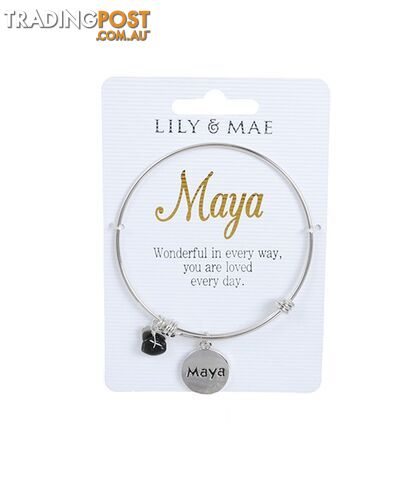 Personalised Bangle with Silver Charm â Maya