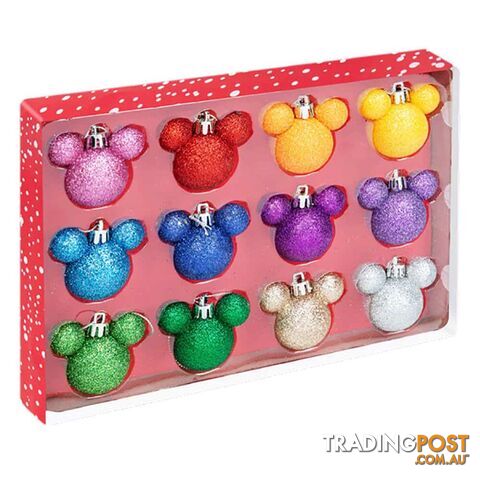 Disney Christmas Rainbow Glitter Baubles Set Of 12 - Widdop - 5017224907973