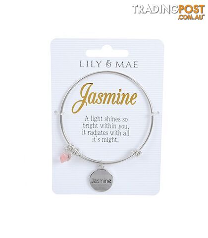 Personalised Bangle with Silver Charm â Jasmine