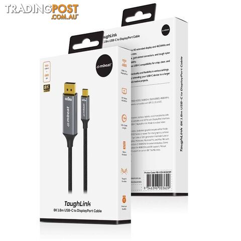 mbeat Tough Link 8K 1.8m USB-C to DisplayPort Cable [MB-XCB-8K18CDP] - photo 2 of 2