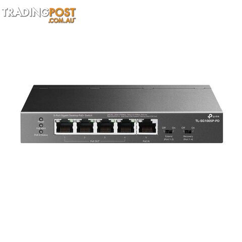 TP-Link TL-SG1005P-PD 5-Port Gigabit Desktop PoE+ Switch with 1-Port PoE++ In and 4-Port PoE+Out